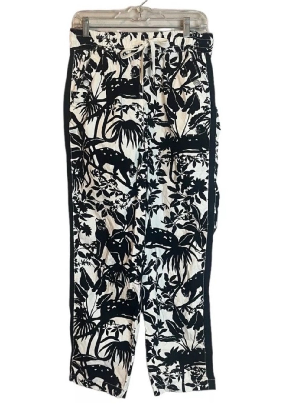 Anthropologie Black & White Tropical Print Lounge Pants